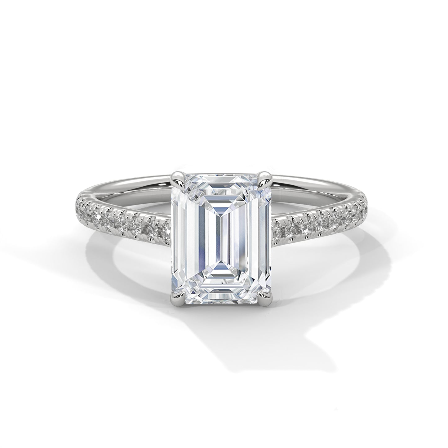 Emerald Cut Engagement Ring with Pavé Band DM-021