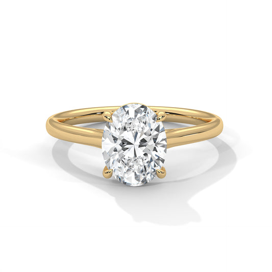 2 carat Oval Solitaire engagement ring in yellow gold - Bijouterie Del Moral