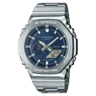 Silver and Blue Casio watch GM-2110D-2BCR