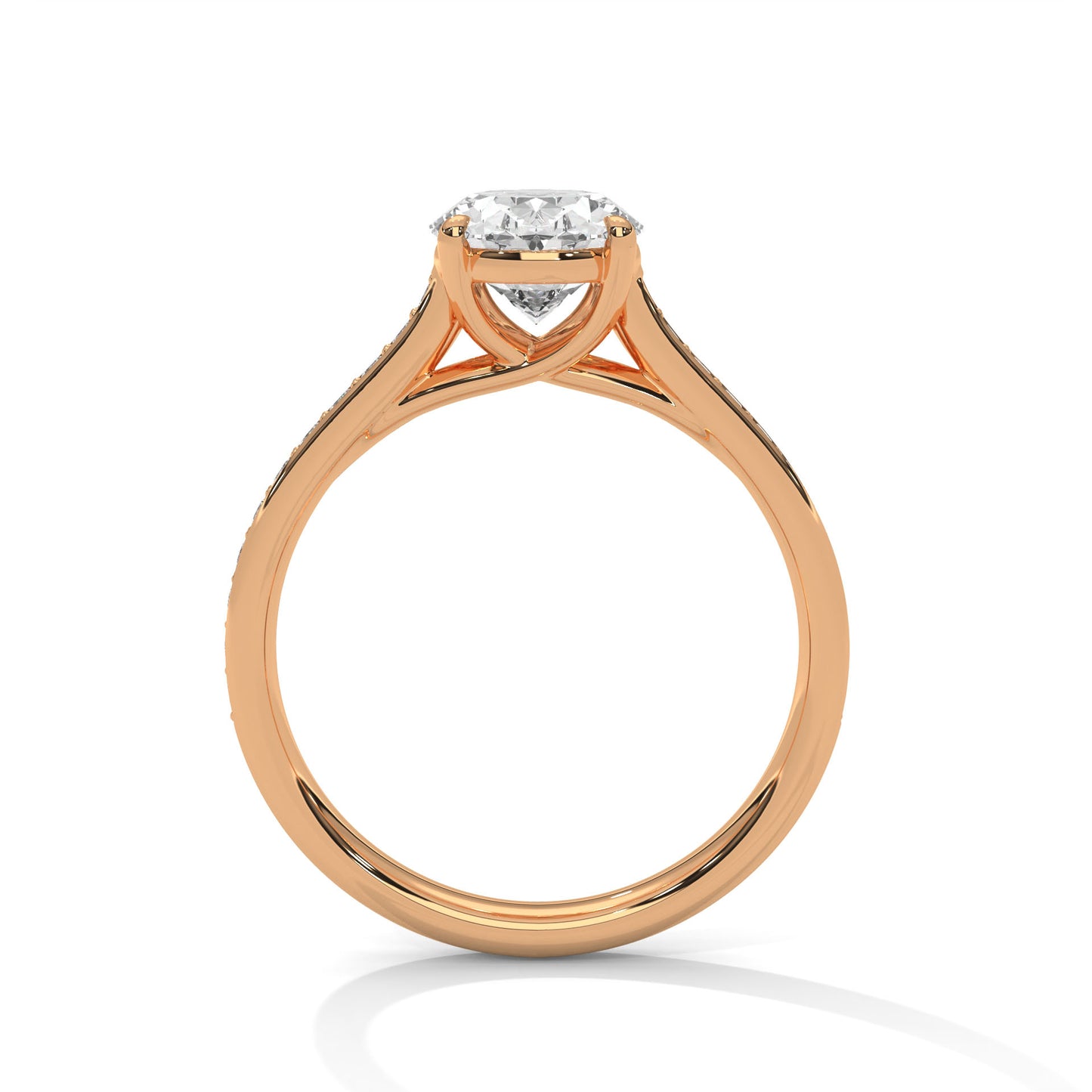 Oval Solitaire Engagement Ring with Pavé Band DM-026
