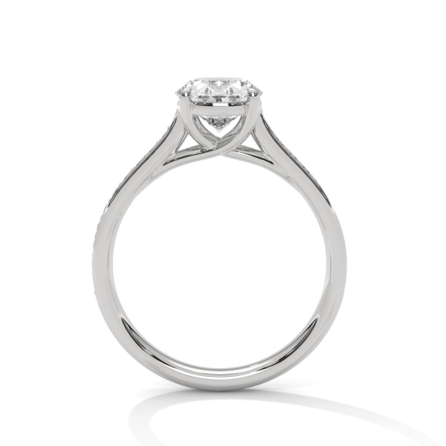 Oval Solitaire Engagement Ring with Pavé Band DM-026