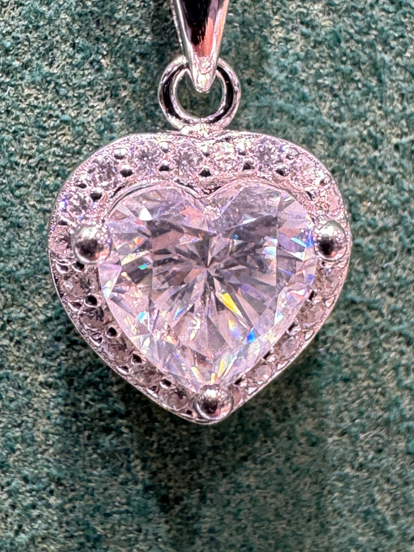 Heart-Shaped Moissanite Halo Pendant Necklace - 1.0ct D Color Sterling Silver 925