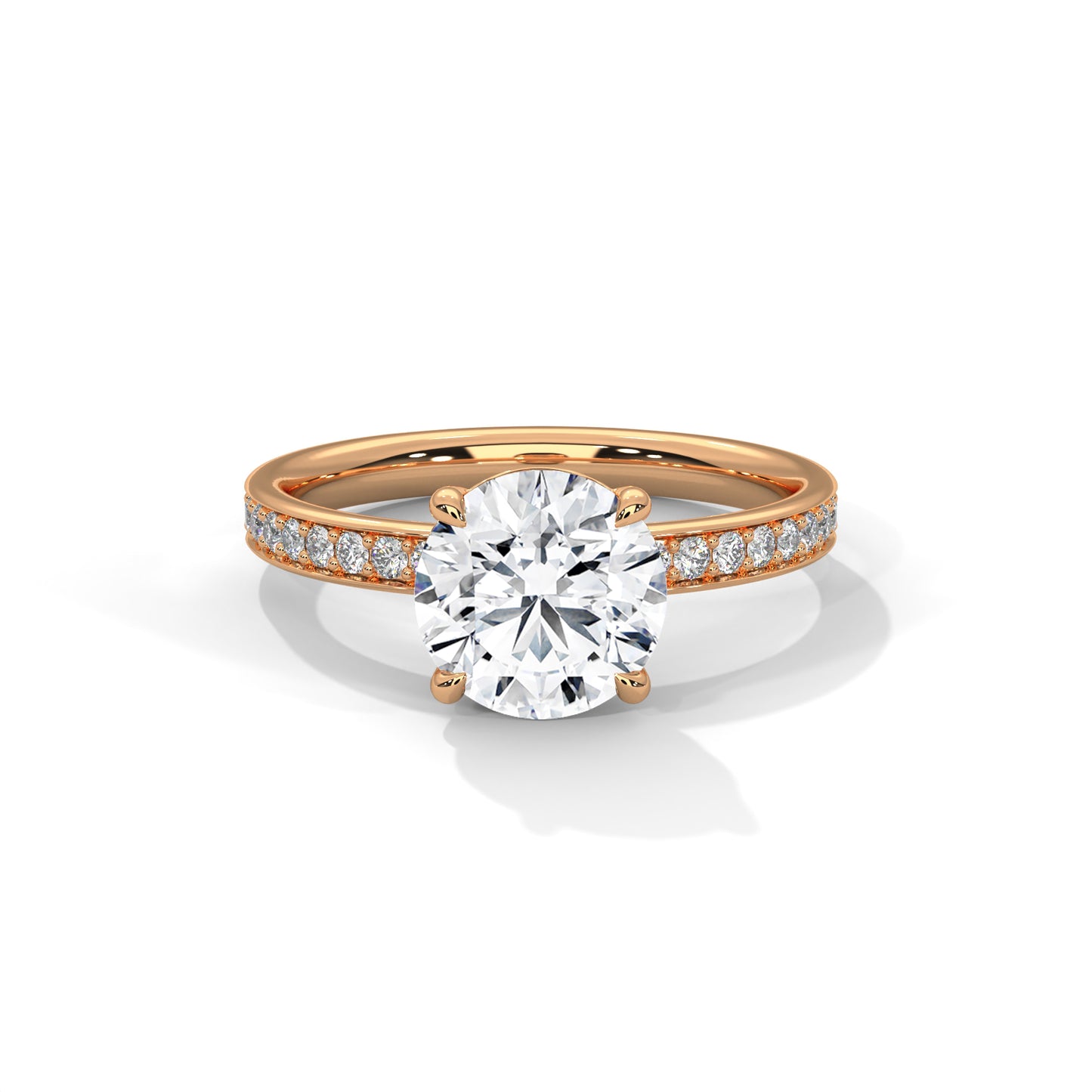 Round Hidden Halo Engagement Ring with Eternity Band DM-041