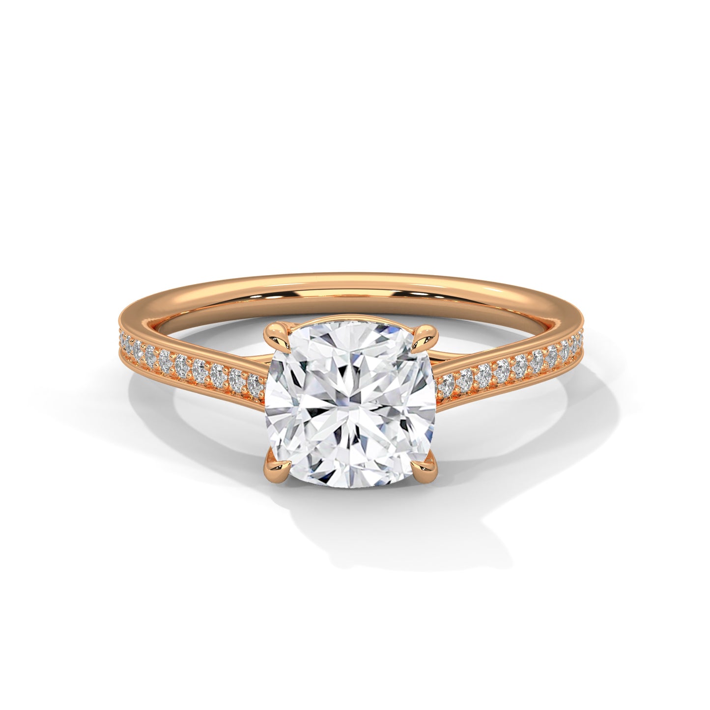 Cushion Cut Engagement Ring with Pavé Band DM-020
