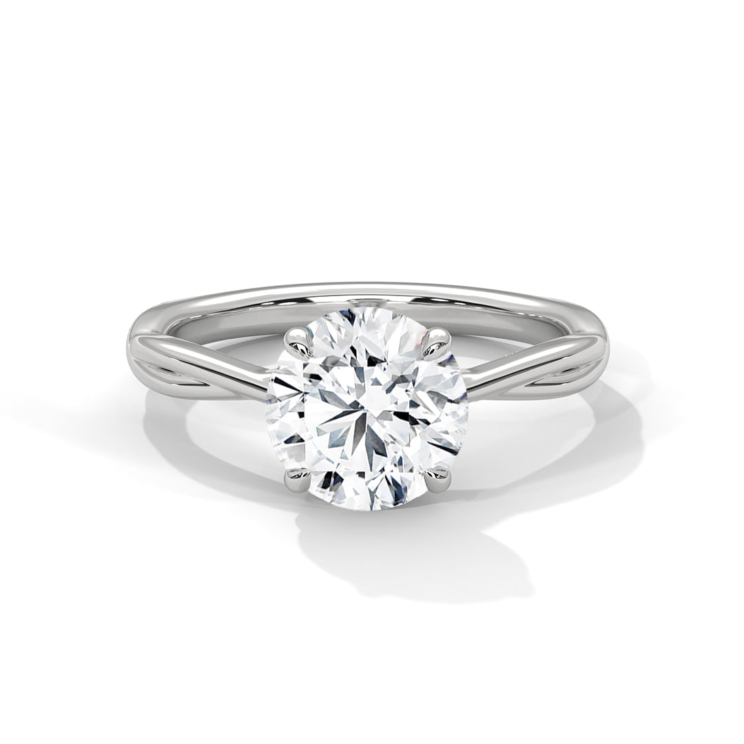 Round Solitaire Engagement Ring with Twisted Band DM-022