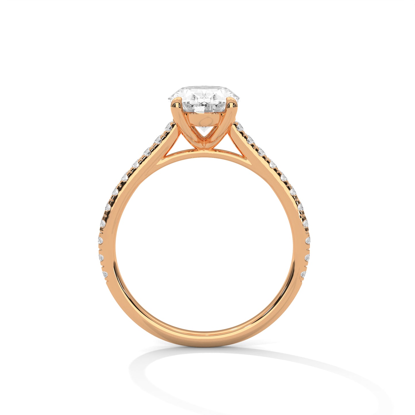 Oval Solitaire Engagement Ring with Pavé Band DM-001