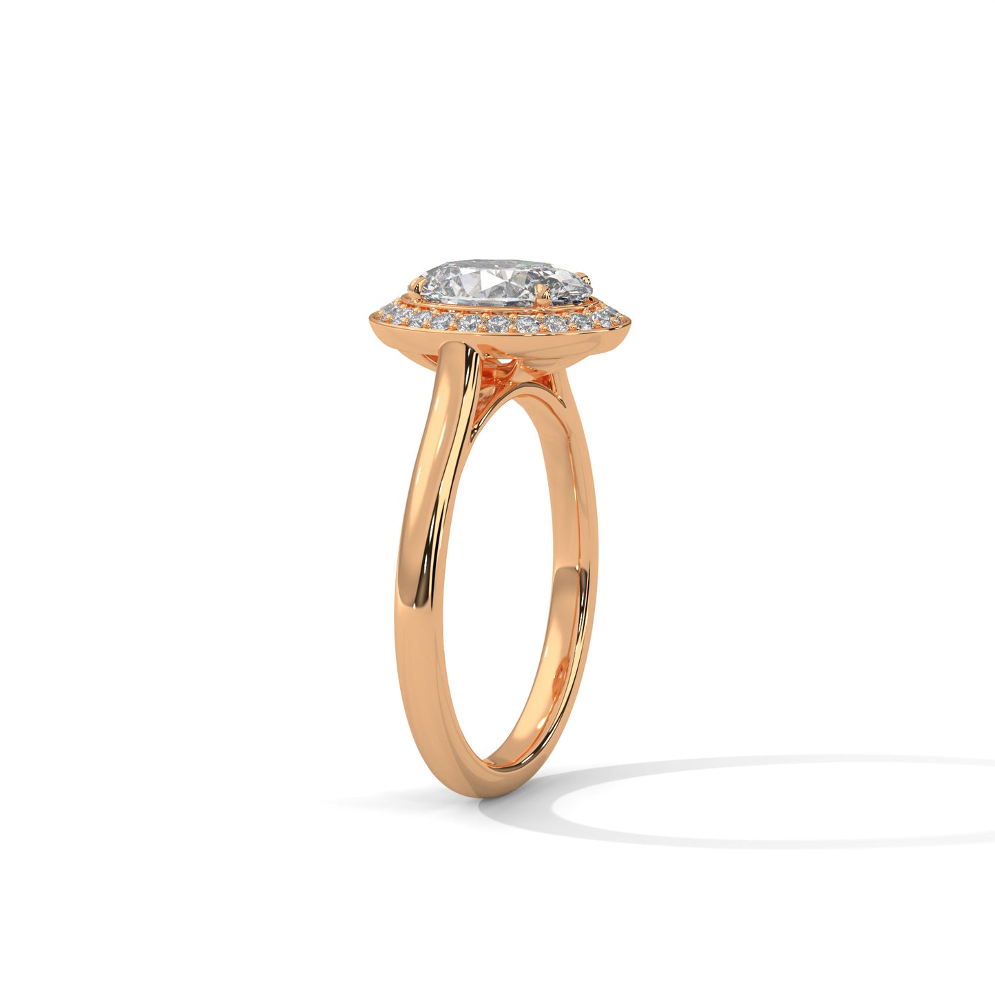 Oval Halo Engagement Ring with Split Shank DM-037