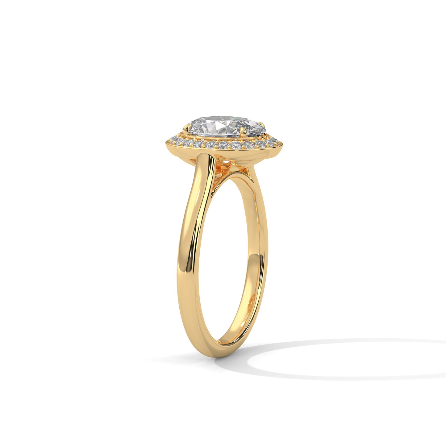 Oval Halo Engagement Ring with Split Shank DM-037