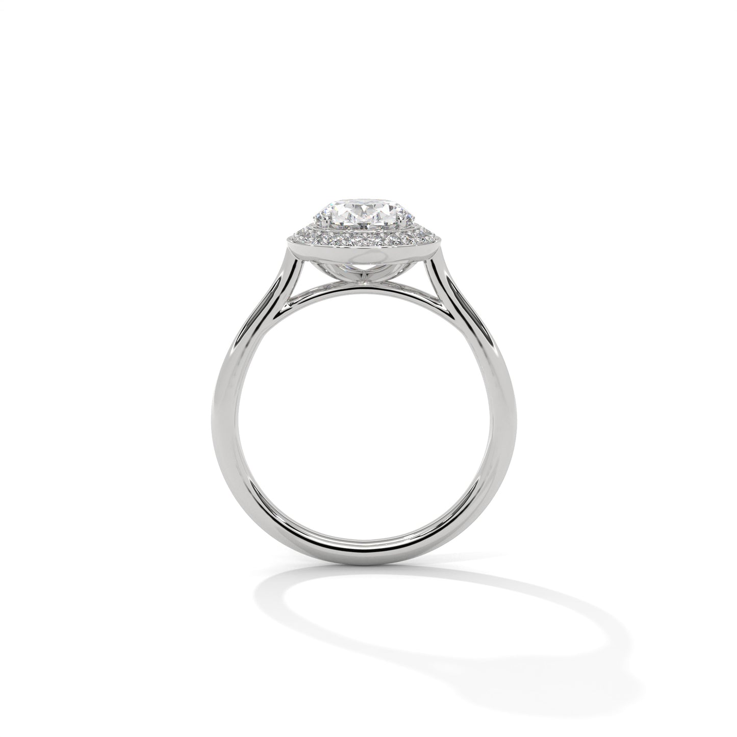 Oval Halo Engagement Ring with Split Shank DM-037