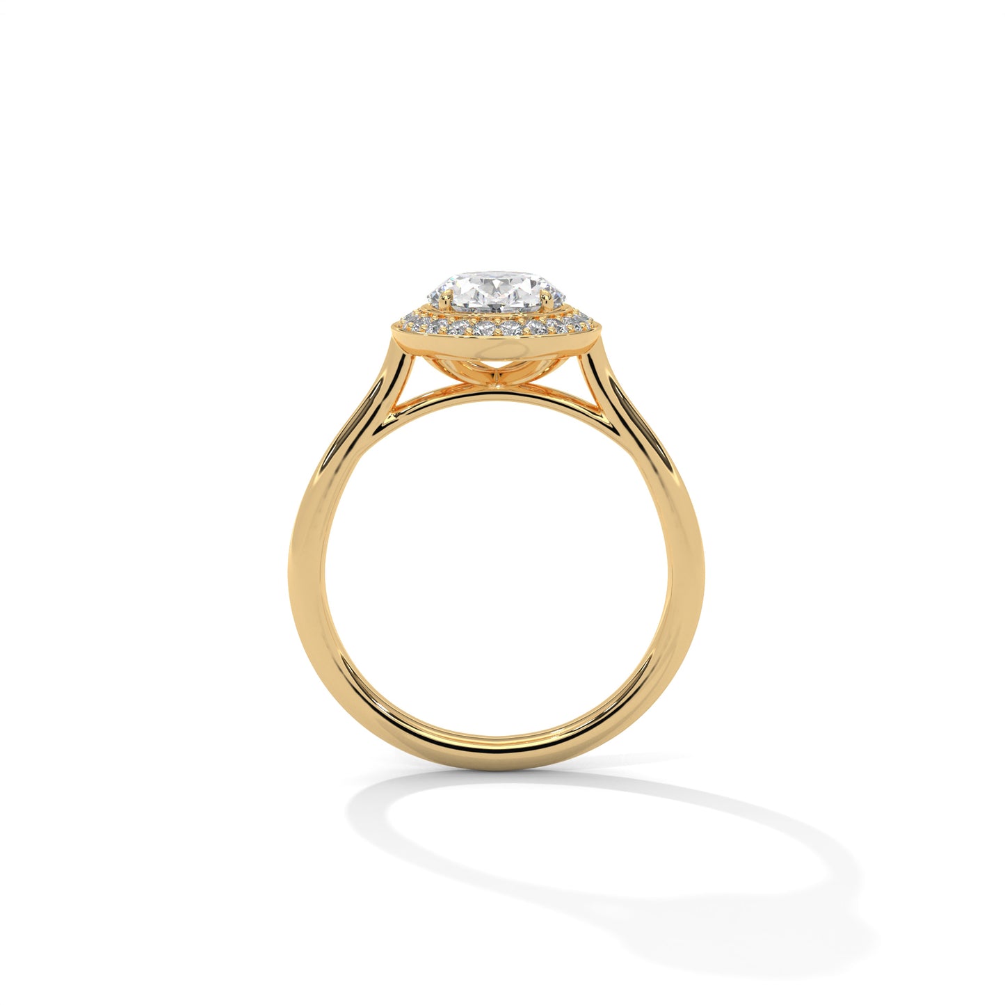 Oval Halo Engagement Ring with Split Shank DM-037