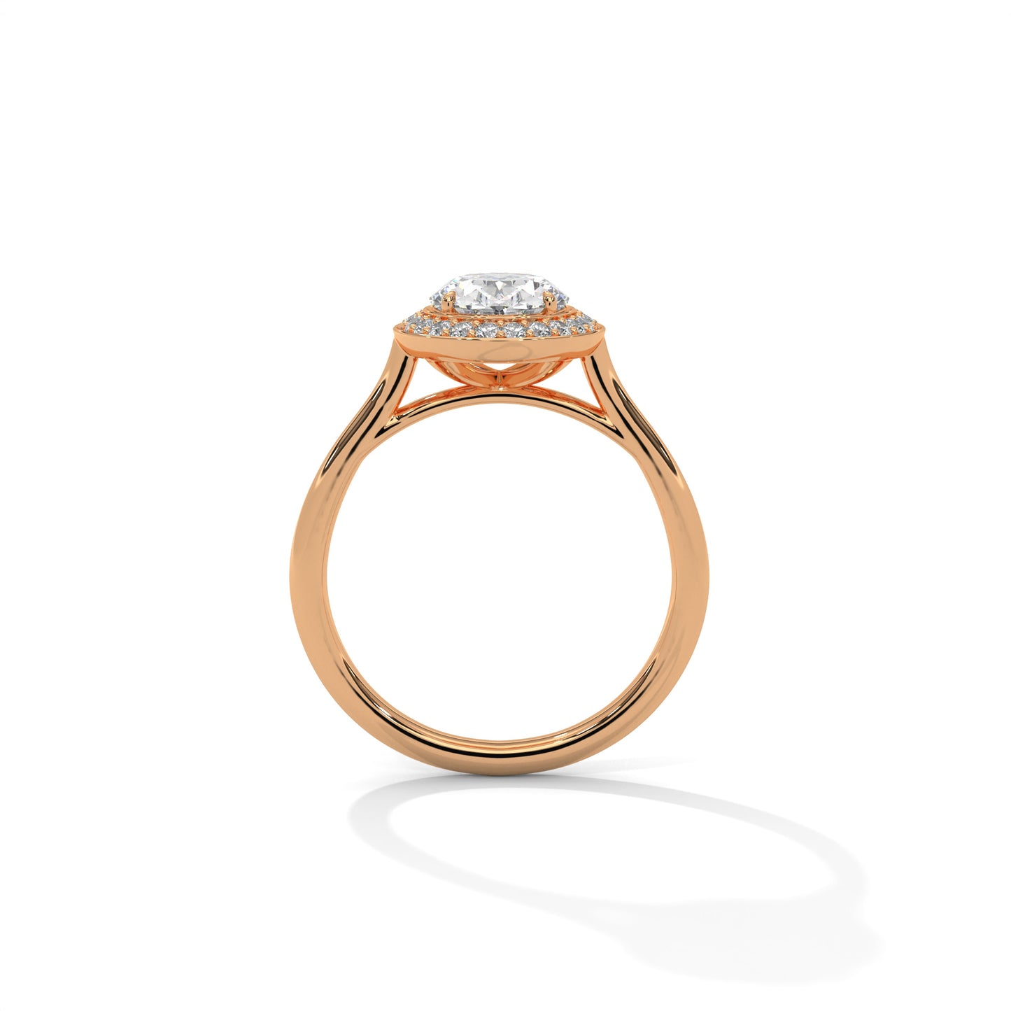 Oval Halo Engagement Ring with Split Shank DM-037