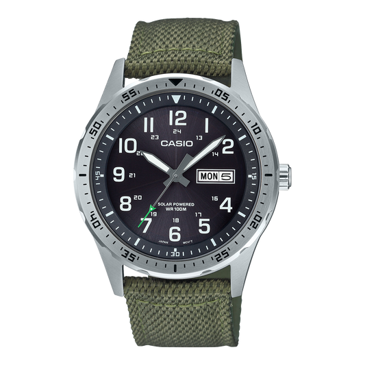 Green Casio watch MTP-S120L-3AVCF