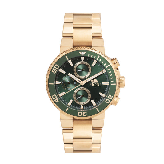 Fiori 3944 Men's Chronograph Watch - Green Dial Gold