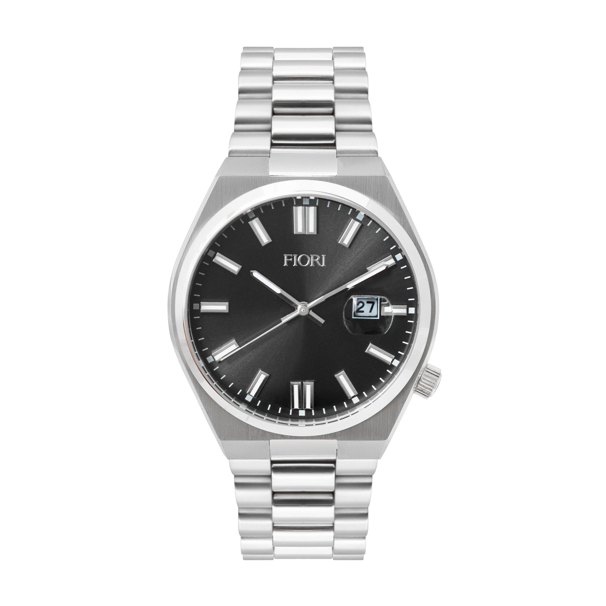 Fiori 3952 Screw Crown Watch - All Steel Black Dial