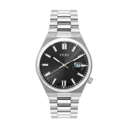 Fiori 3952 Screw Crown Watch - All Steel Black Dial