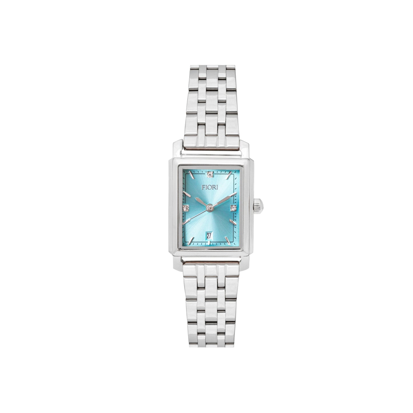 Fiori 3966 Women's Rectangular Watch - Turquoise Dial with Crystals