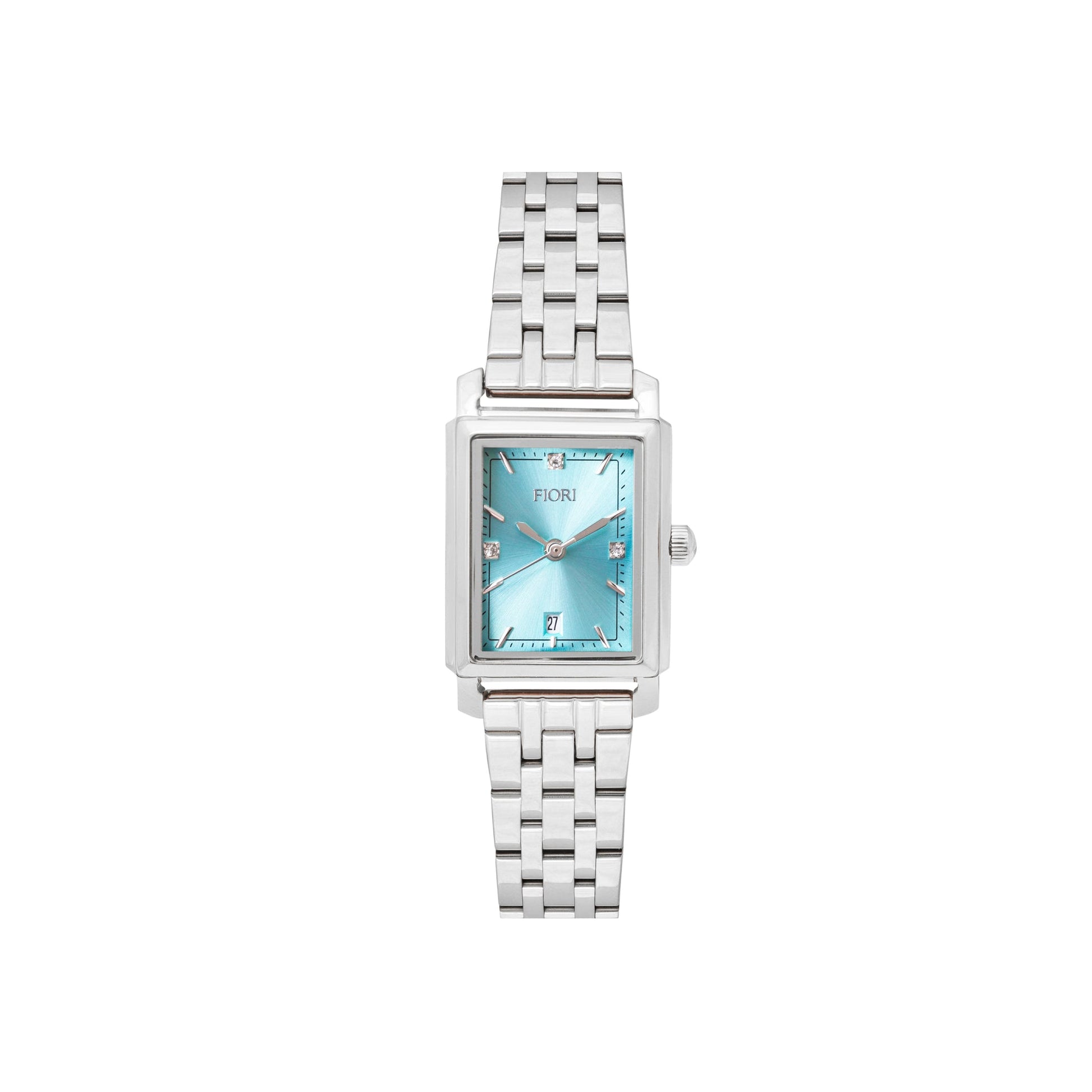 Fiori 3966 Women's Rectangular Watch - Turquoise Dial with Crystals