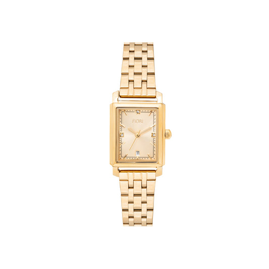 Fiori 3967 Women's Rectangular Watch - Gold Champagne Dial