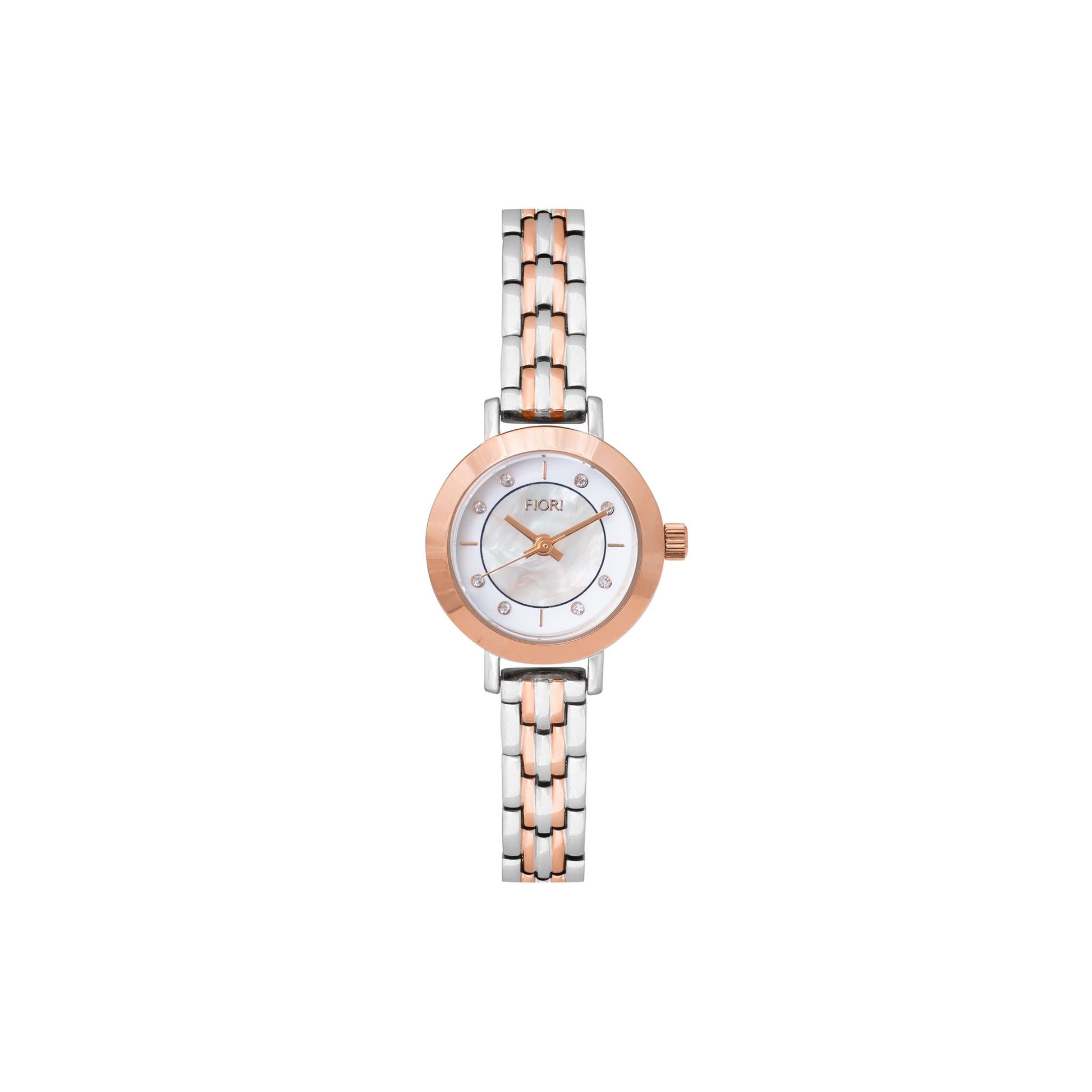 Fiori 3985 Women's Watch - White Dial Two-Tone Rose Gold