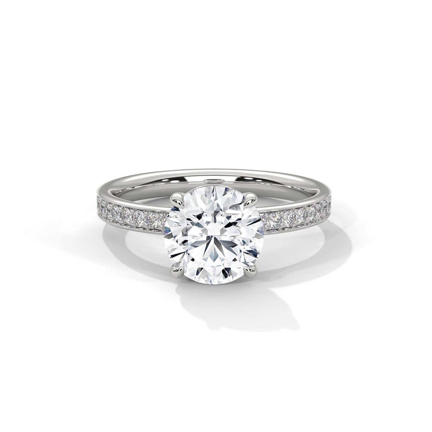 Round Hidden Halo Engagement Ring with Eternity Band DM-041