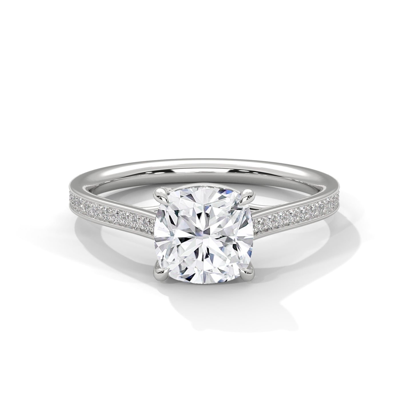 Cushion Cut Engagement Ring with Pavé Band DM-020