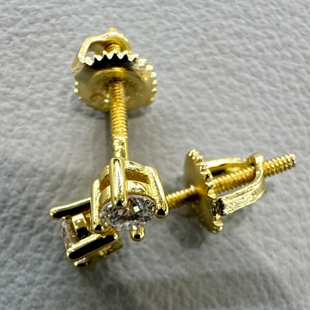 3mm moissanite studs detail showing brilliant fire sterling silver gold overlay luxurious finish
