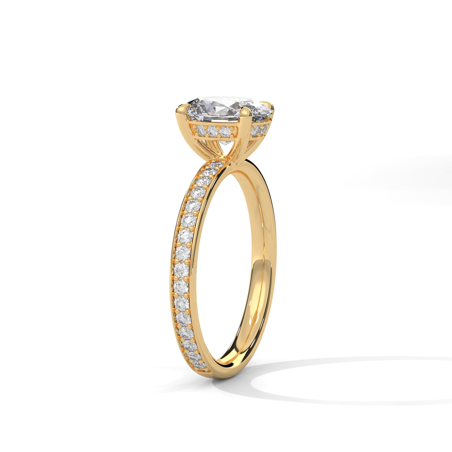 Oval Hidden Halo Engagement Ring with Eternity Band DM-040