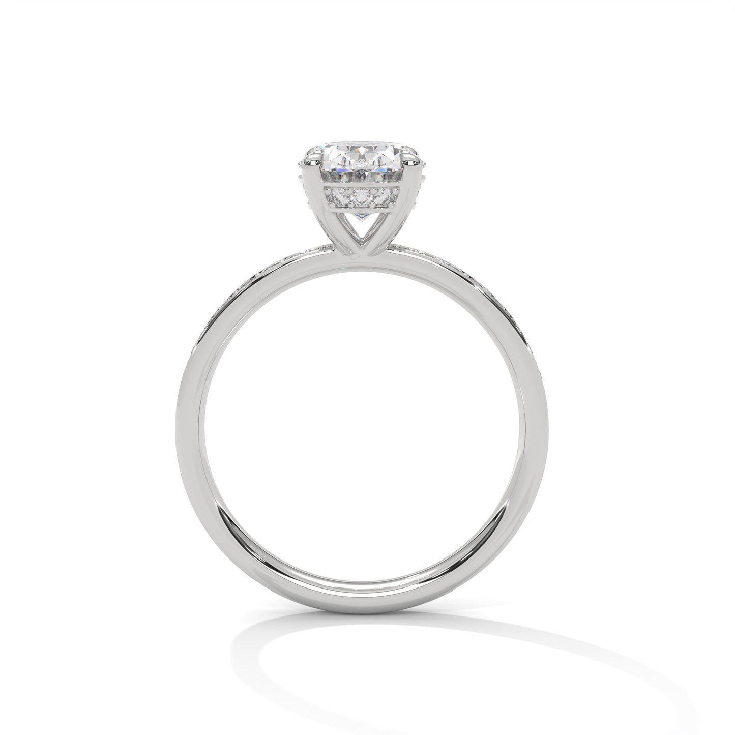Oval Hidden Halo Engagement Ring with Eternity Band DM-040