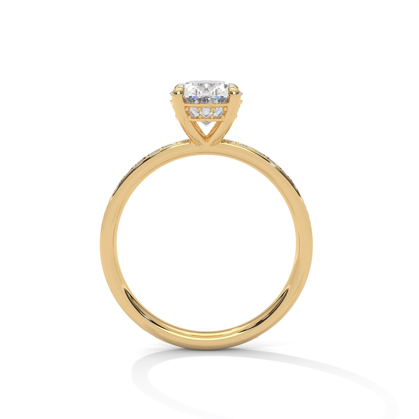 Oval Hidden Halo Engagement Ring with Eternity Band DM-040