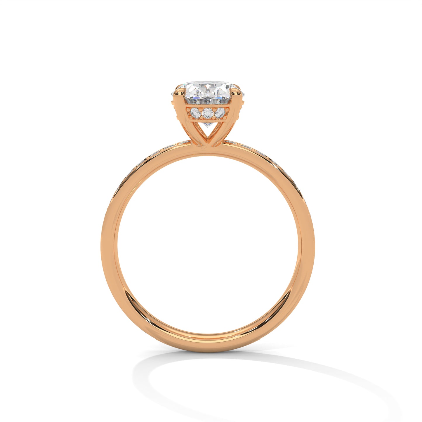 Oval Hidden Halo Engagement Ring with Eternity Band DM-040