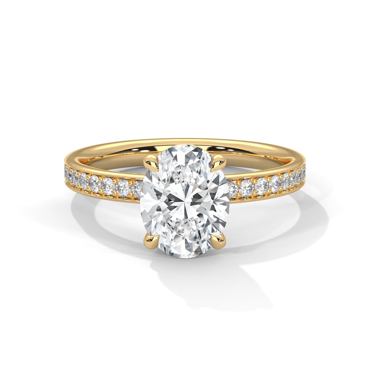 Oval Hidden Halo Engagement Ring with Eternity Band DM-040