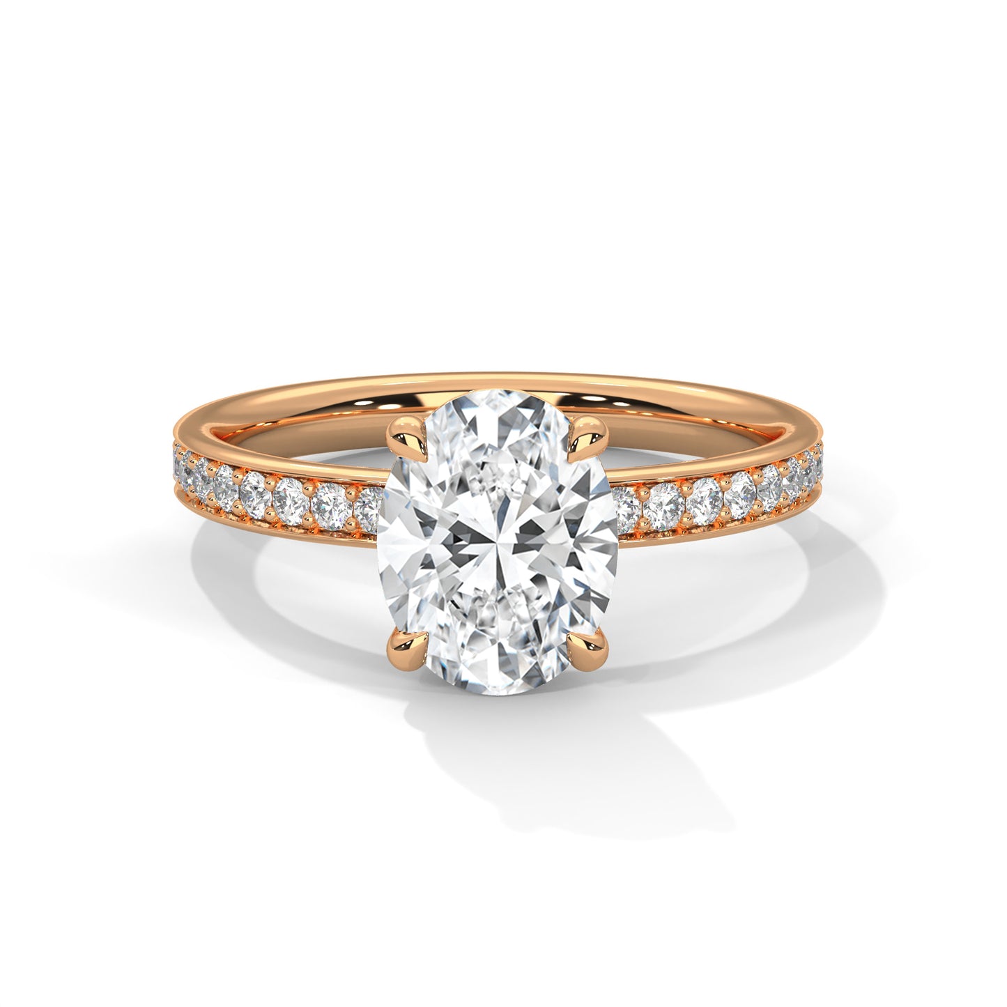 Oval Hidden Halo Engagement Ring with Eternity Band DM-040