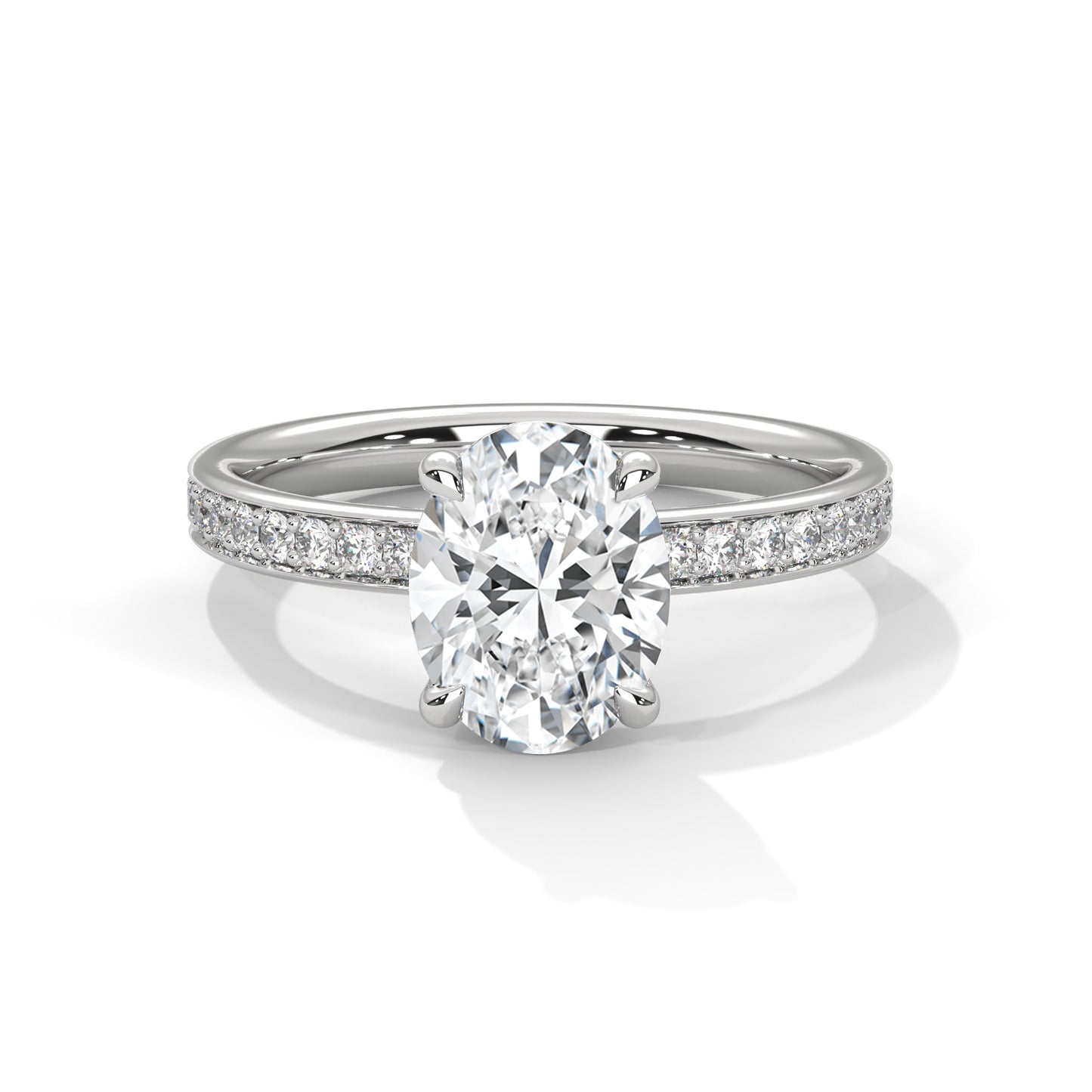 Oval Hidden Halo Engagement Ring with Eternity Band DM-040