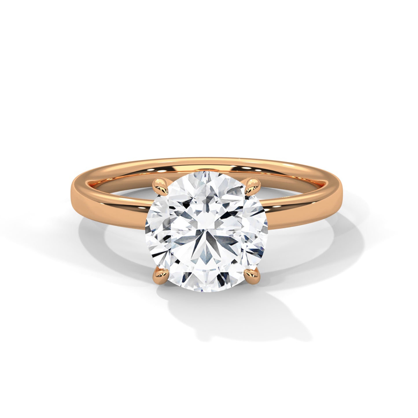 Round Solitaire Engagement Ring with Tapered Band DM-043