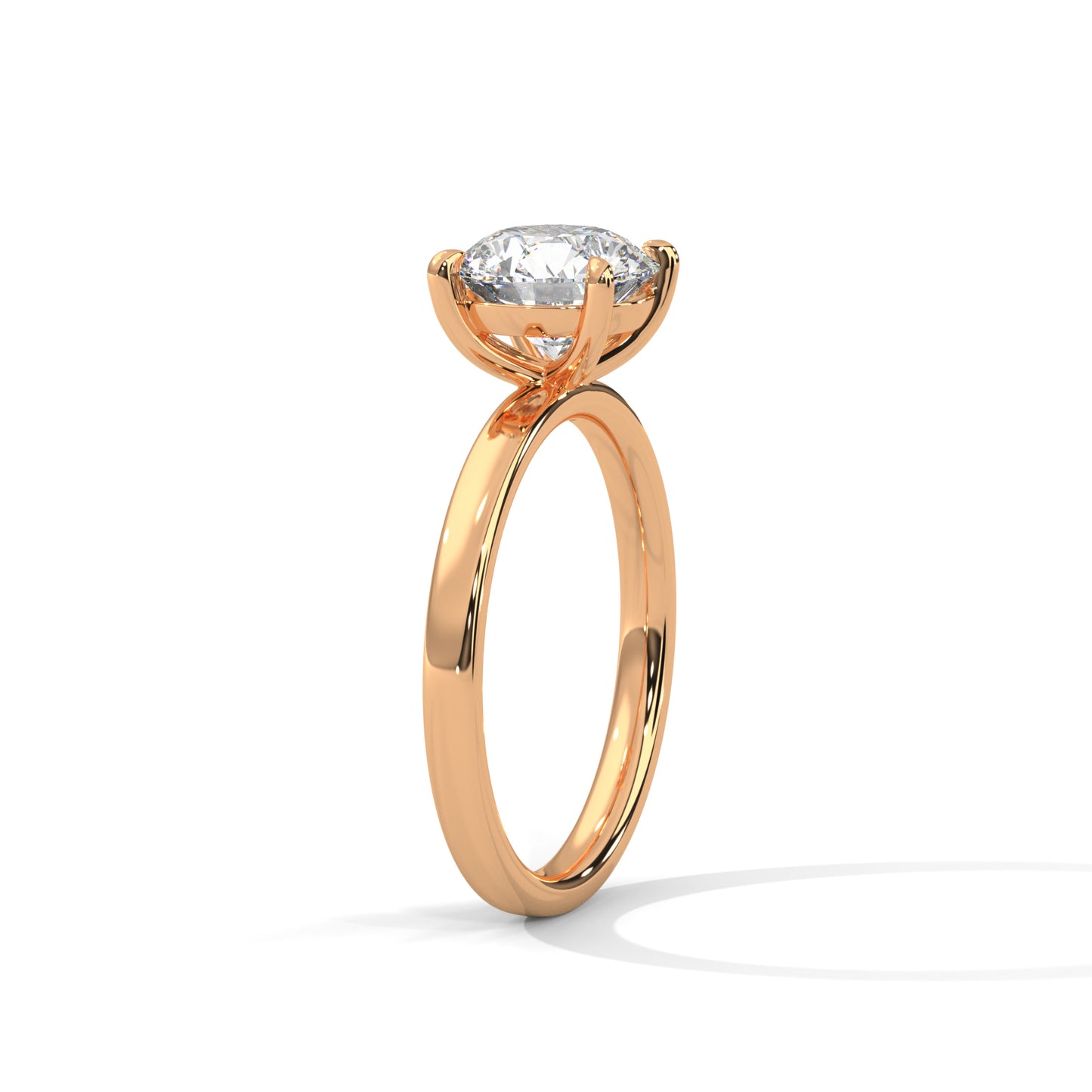 Round Solitaire Engagement Ring with Tapered Band DM-043