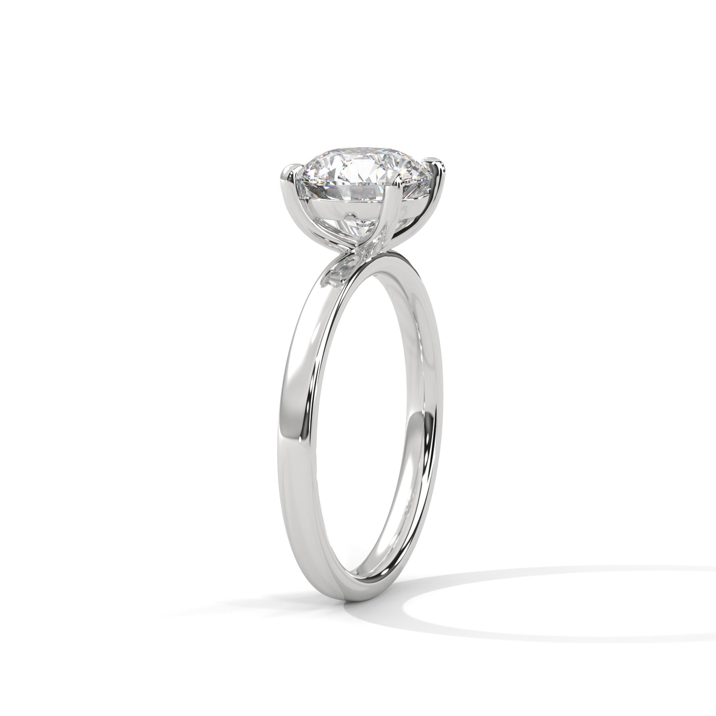 Round Solitaire Engagement Ring with Tapered Band DM-043