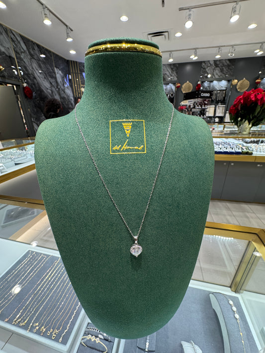 Heart-Shaped Moissanite Halo Pendant Necklace - 1.0ct D Color Sterling Silver 925