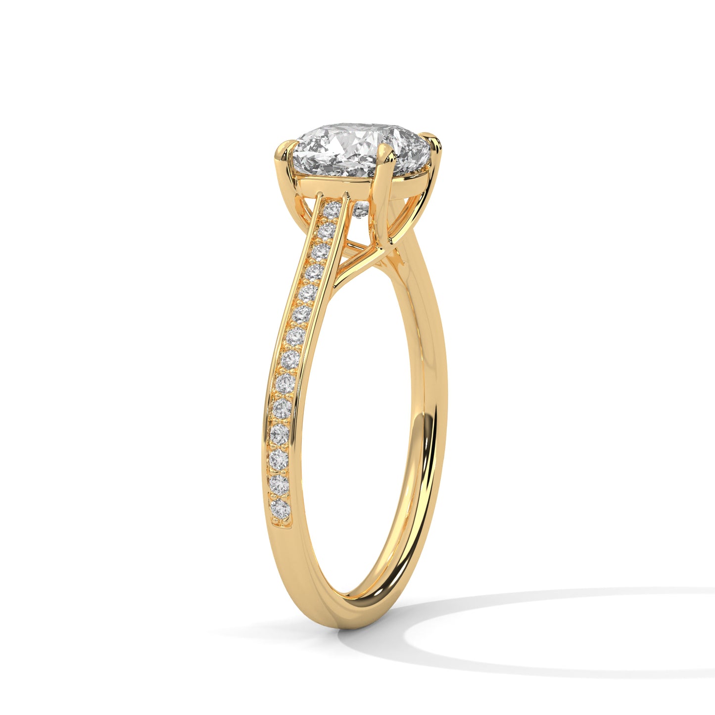 Cushion Cut Engagement Ring with Pavé Band DM-020