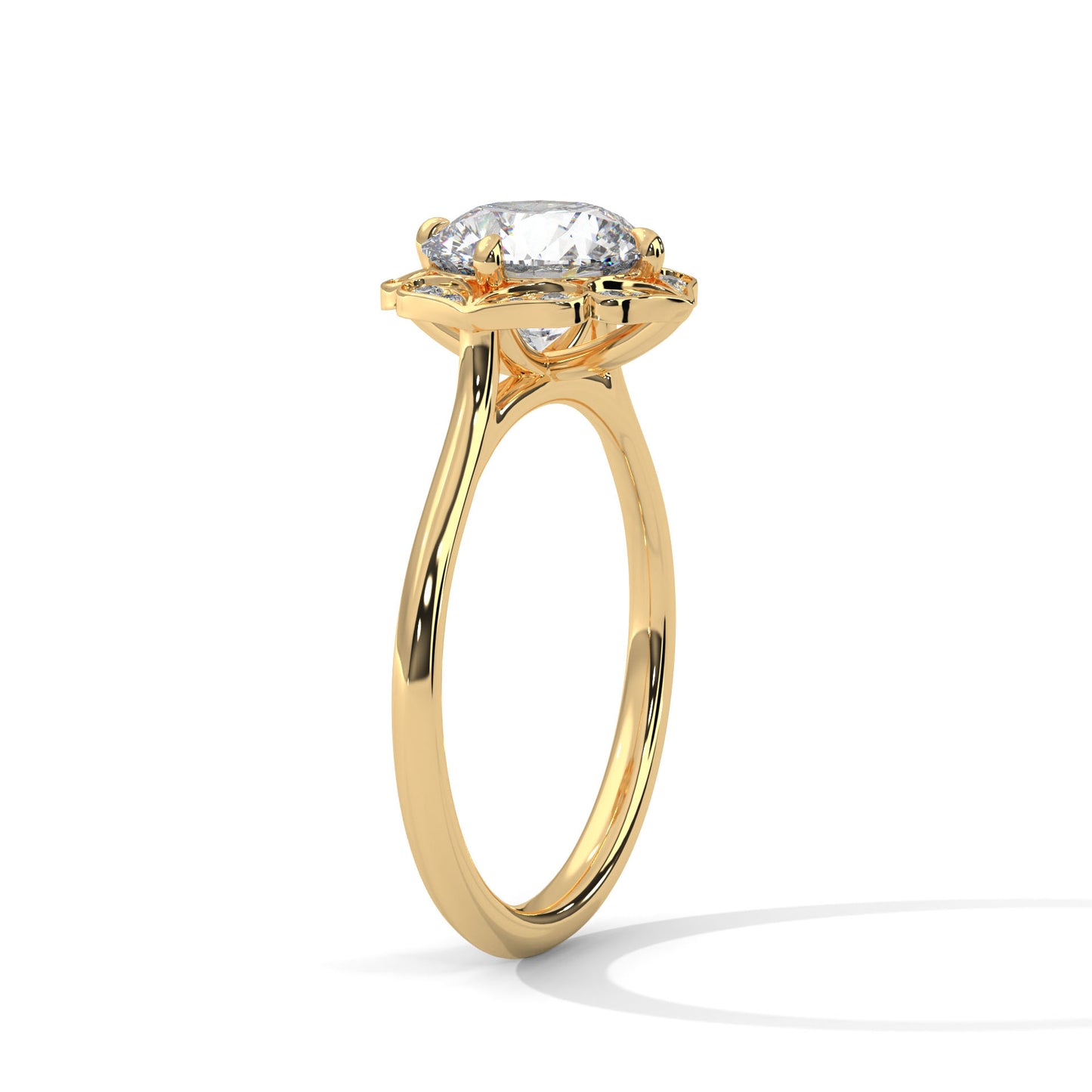 Round Vintage Floral Halo Engagement Ring DM-019
