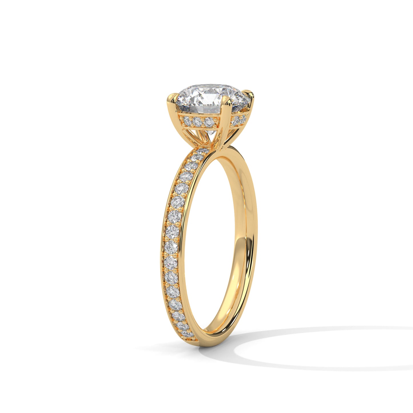 Round Hidden Halo Engagement Ring with Eternity Band DM-041