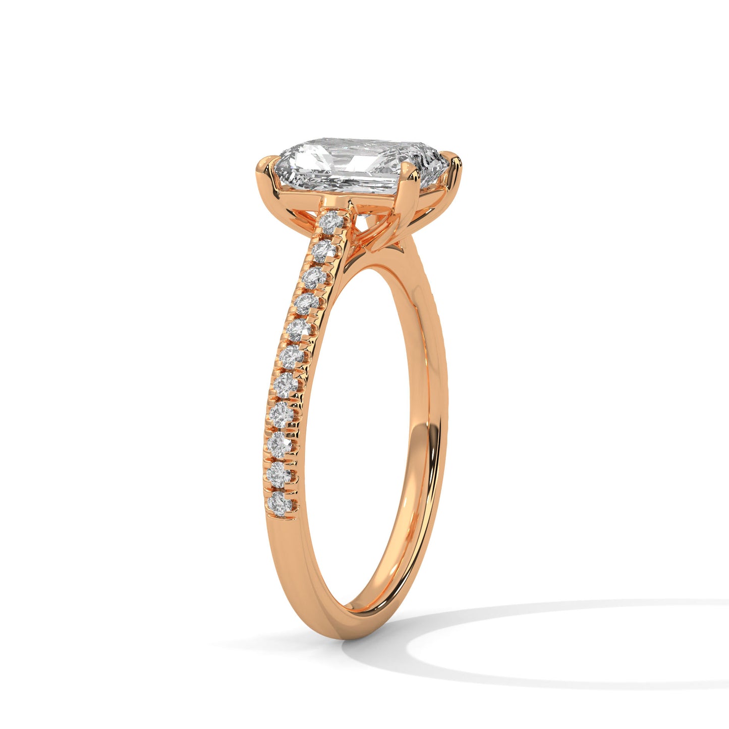Emerald Cut Engagement Ring with Pavé Band DM-021