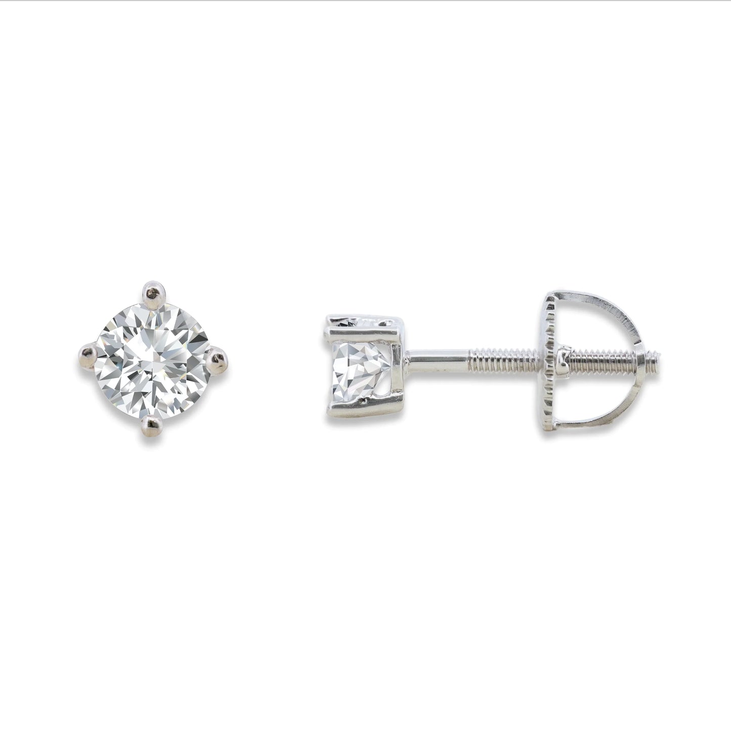 4mm Moissanite | Silver.925 rhodium plating | Screw-back Stud Earrings Earrings