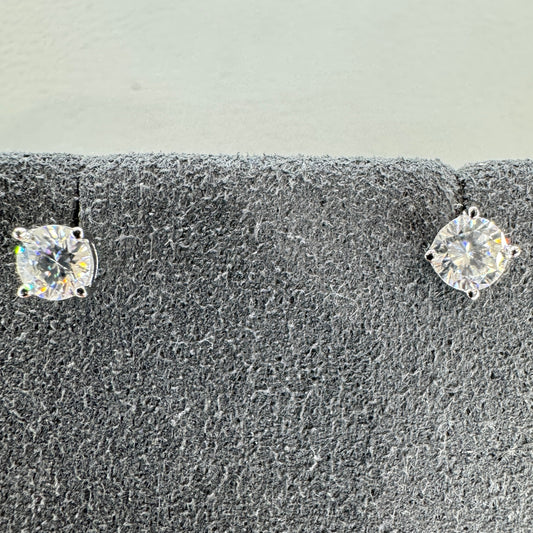 4mm moissanite stud earrings sterling silver rhodium plated brilliant sparkle delicate everyday elegance
