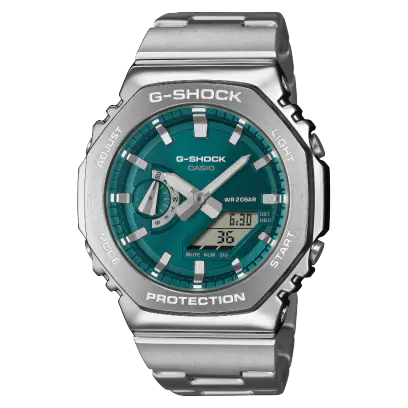 Silver and Green G-Shock watch GM-2110D-3A1CR