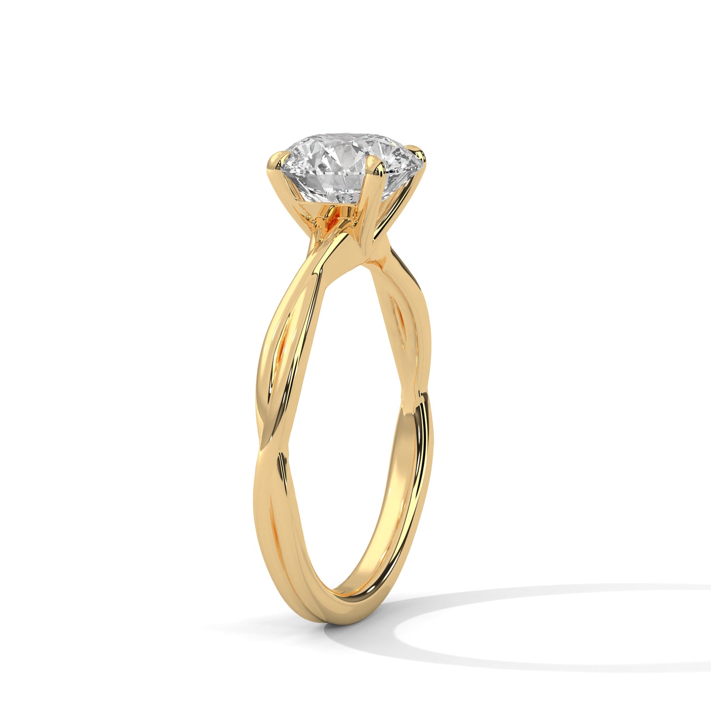 Round Solitaire Engagement Ring with Twisted Band DM-022