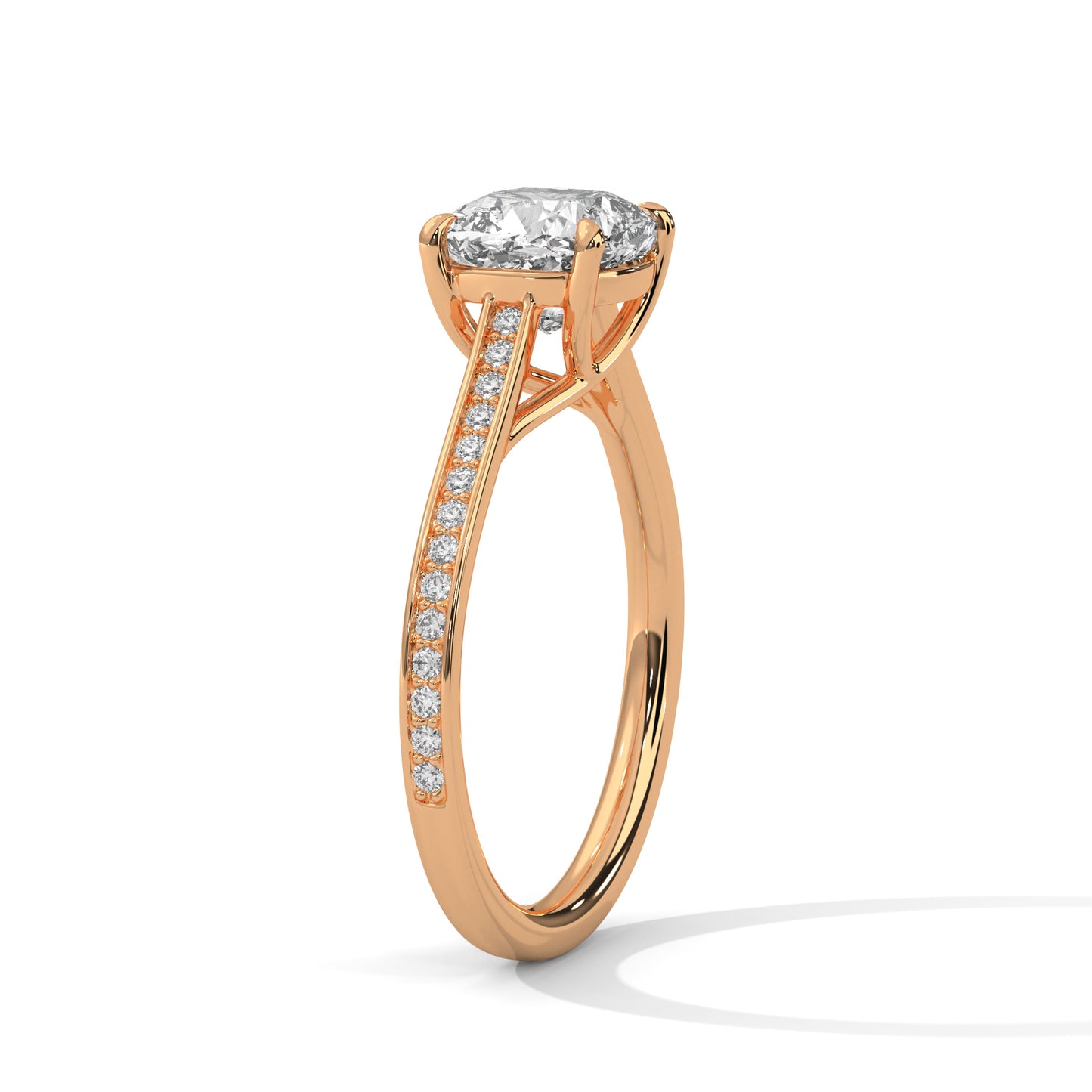 Cushion Cut Engagement Ring with Pavé Band DM-020