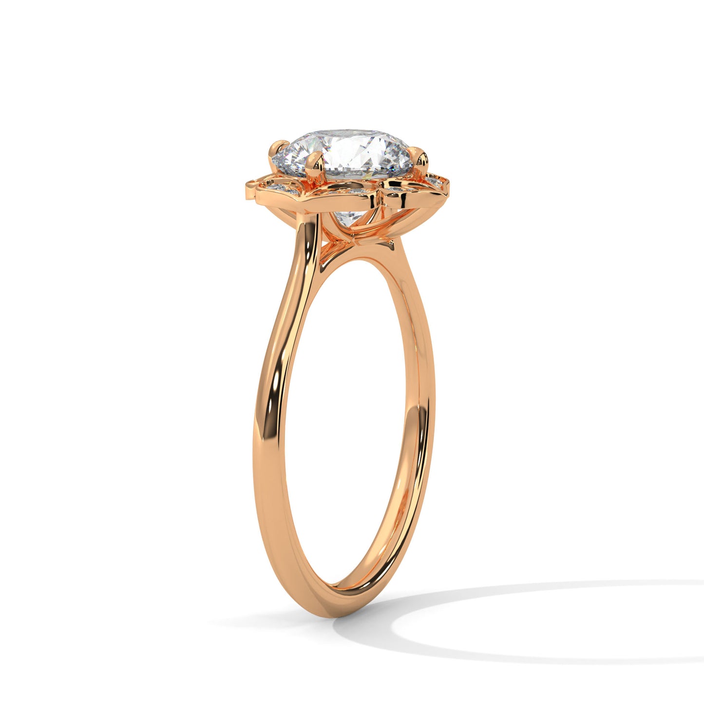 Round Vintage Floral Halo Engagement Ring DM-019
