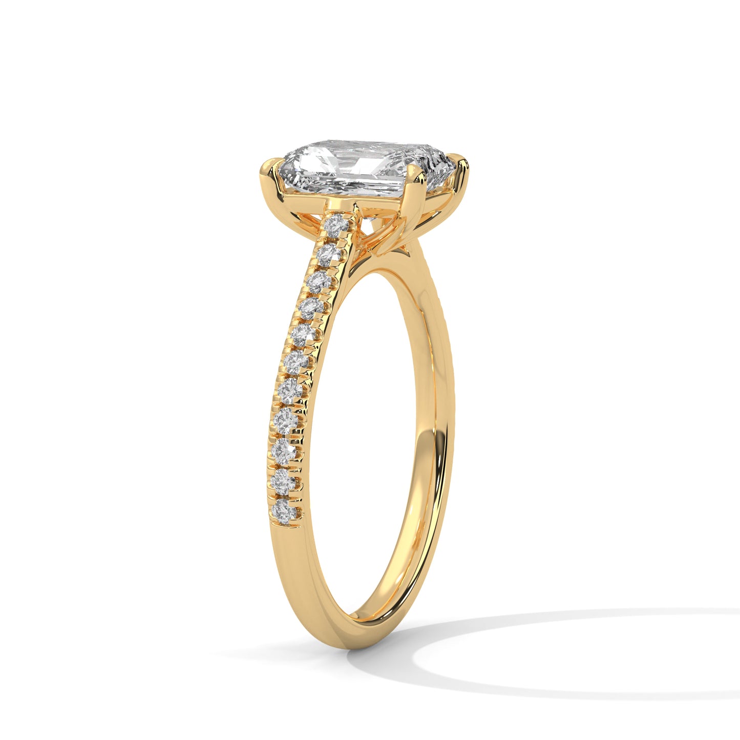 Emerald Cut Engagement Ring with Pavé Band DM-021
