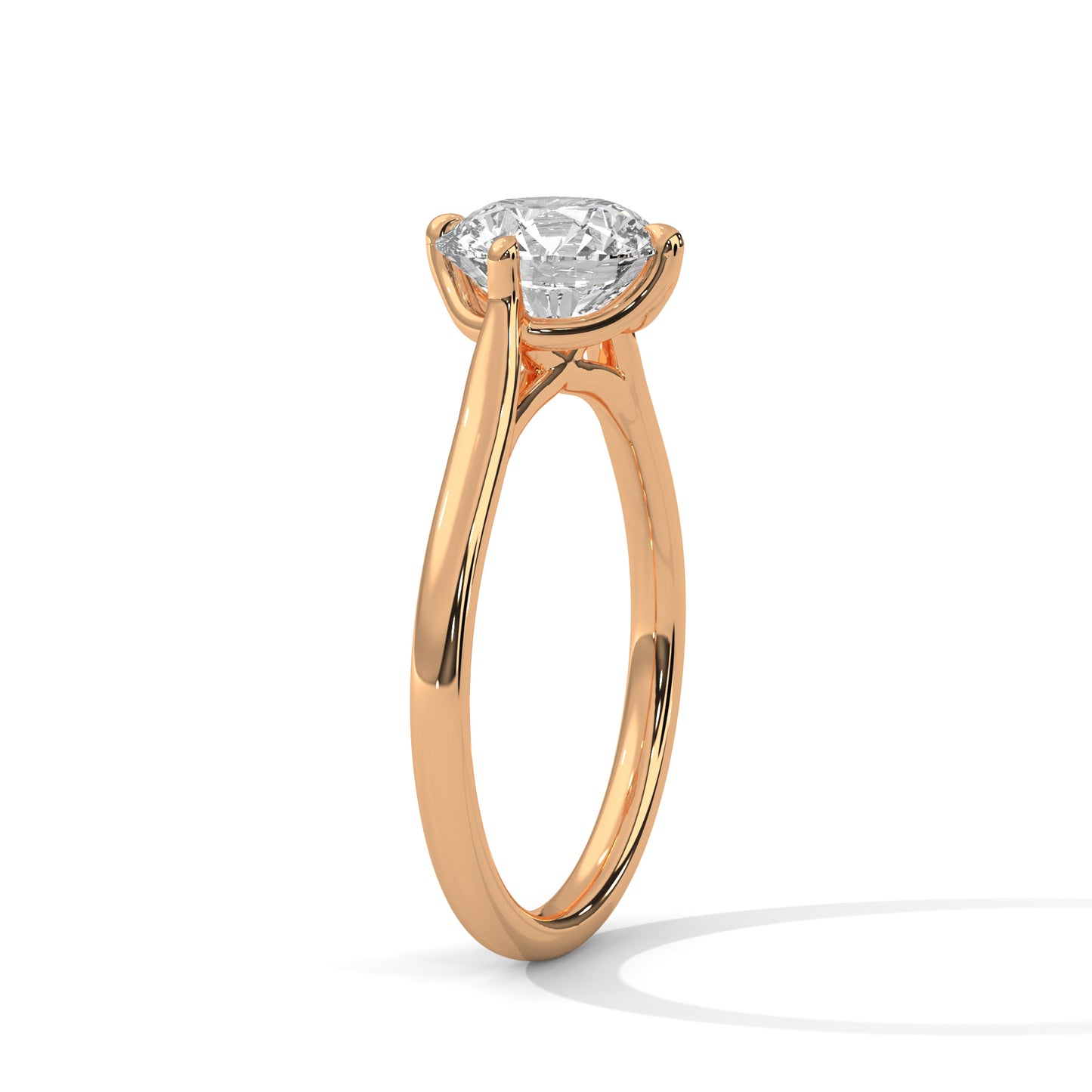 Round Solitaire Engagement Ring with Split Shank DM-011