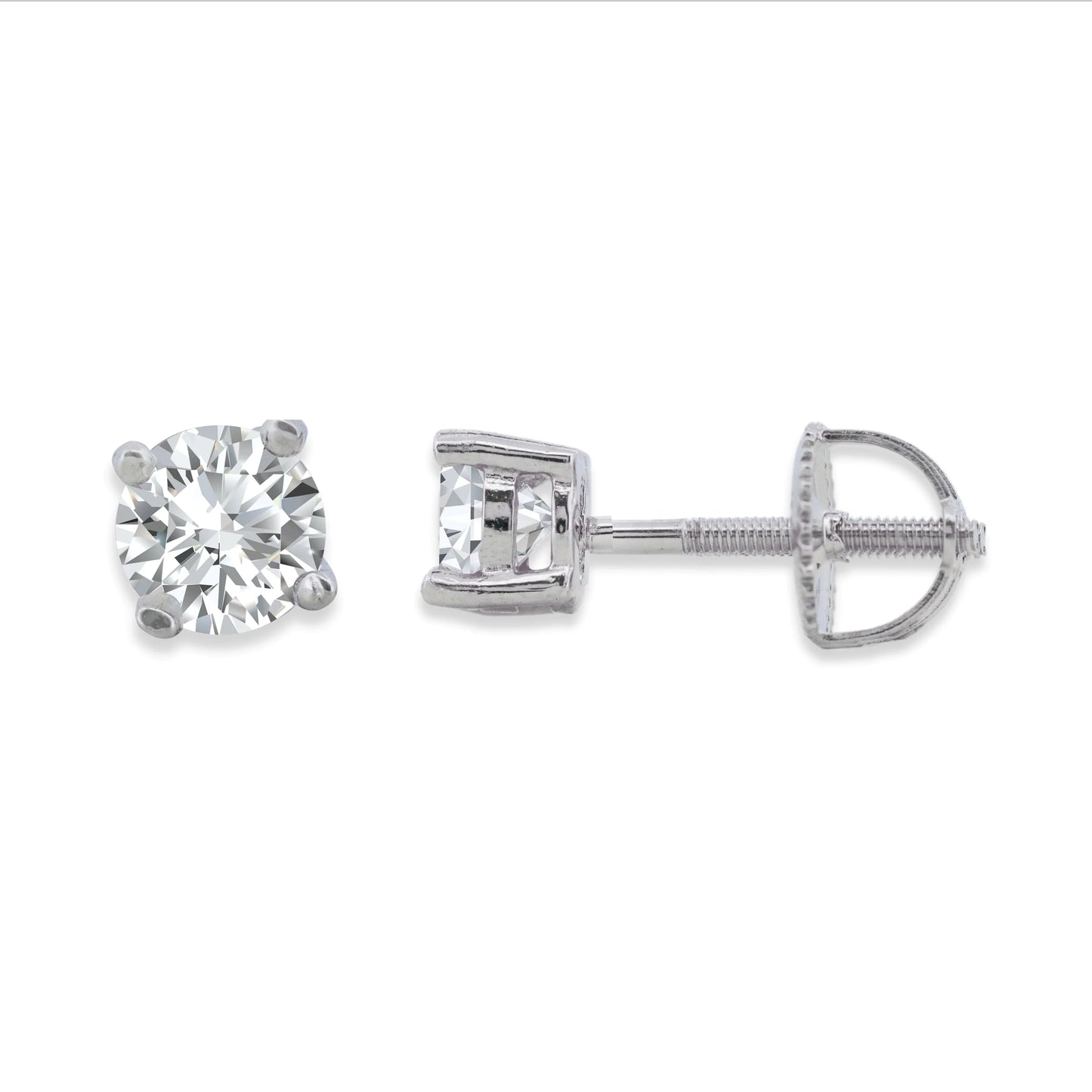 5mm Moissanite | Silver.925 rhodium plating | Screw-back Stud Earrings Earrings